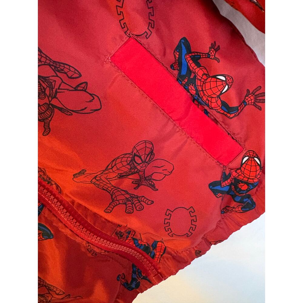 Marvel Spider-Man Boys Jacket Size 5 Red Hooded Lightweight Windbreaker - Picture 6 of 13